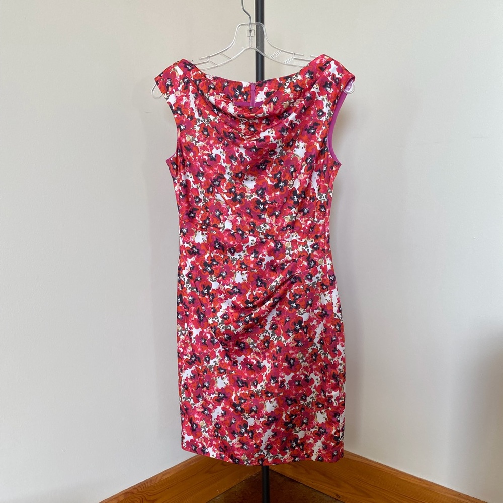Ann Taylor Sleeveless Dress 2P Red/Black Floral